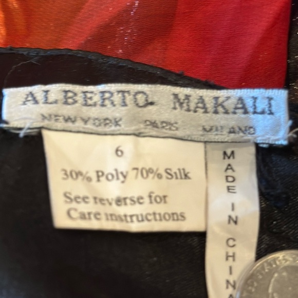 Alberto Makali Multiclored Silk Grommet Bodice Balloon Hem Dress Size 6 - Picture 9 of 12